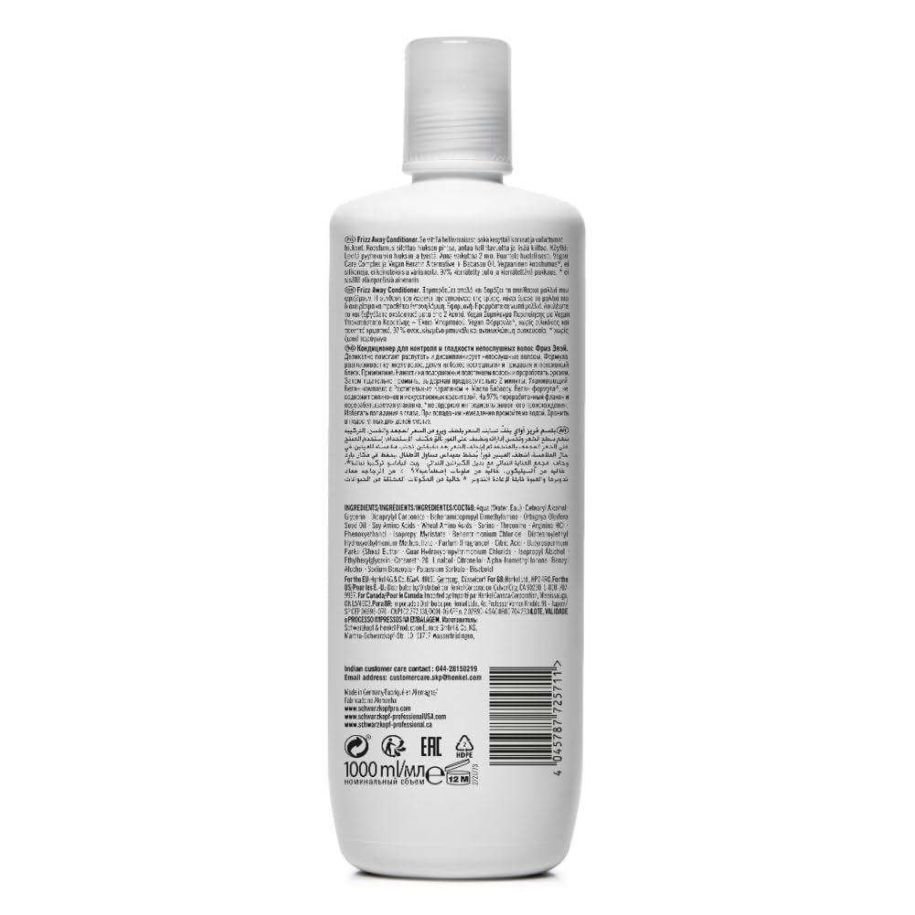 Schwarzkopf Professional BC Bonacure Frizz Away Shampoo 1000 ml for Frizzy Hair