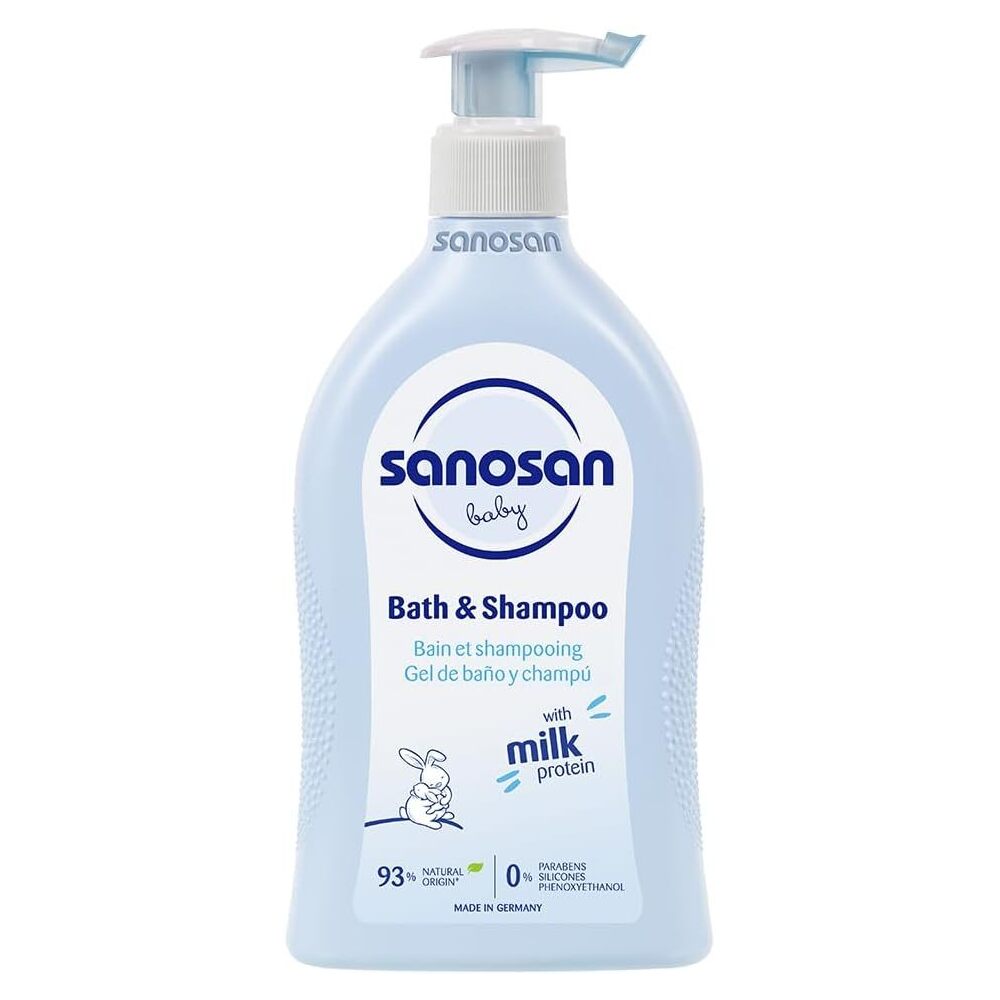 Sanosan Bath & Shampoo 500ml | Natural Milk Protein | Healthy Baby Skin