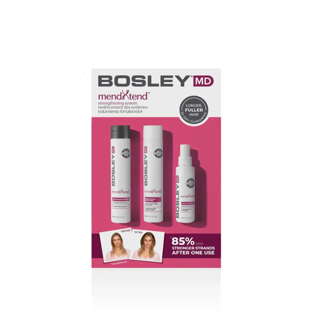 Bosley MD MendXtend 3 Piece Kit with Shampoo, Conditioner, and Treatment Strengthening System Longer Fuller Hair |
