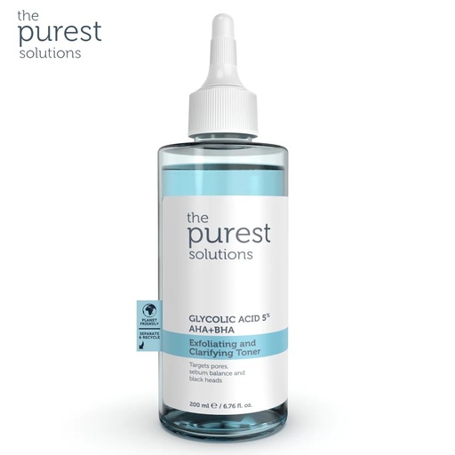 Exfoliating and Clarifying Toner Glycolic Acid 5% AHA+BHA - 200ml The Purest Solutions